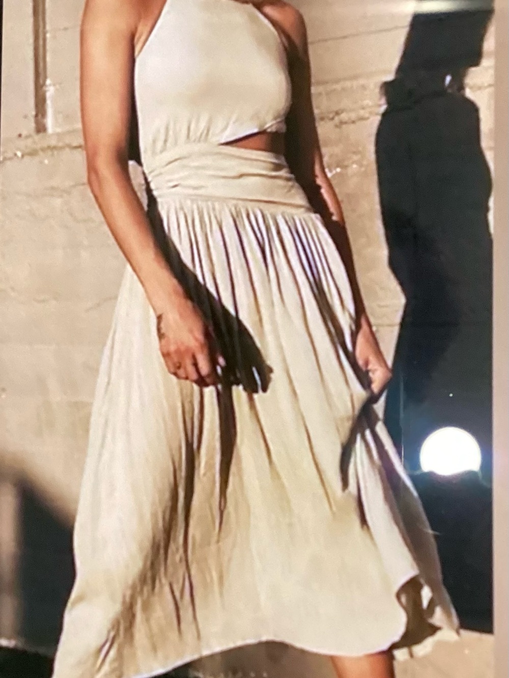 Free People Beige Cutout Midi Skirt